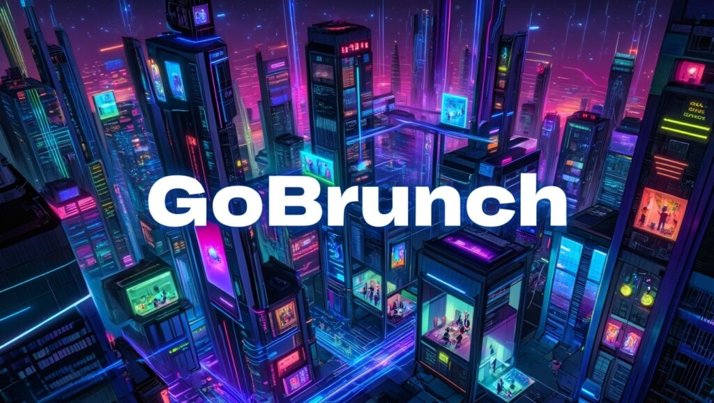 gobrunch appsumo-futuristic-neon-city-skyline-with-gobrunch-logo-a-vibrant-night-scene