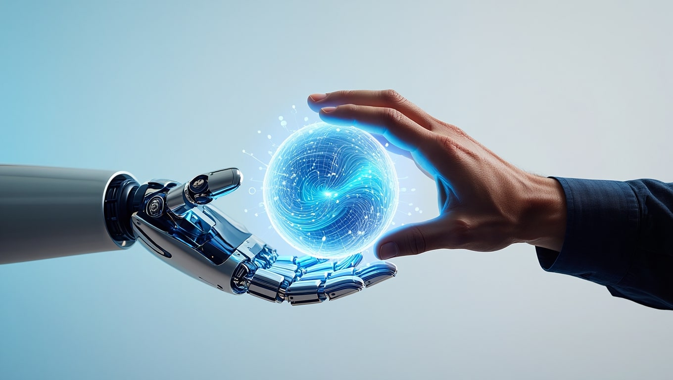 human-hand-and-robot-interact-with-glowing-digital-sphere