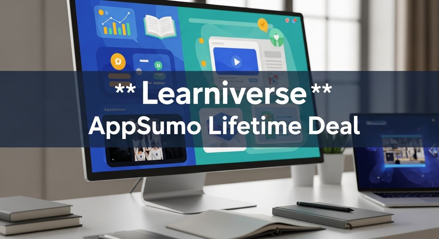 computer-screen-displaying-learniverse-appsumo-lifetime-deal-with-educational-graphics
