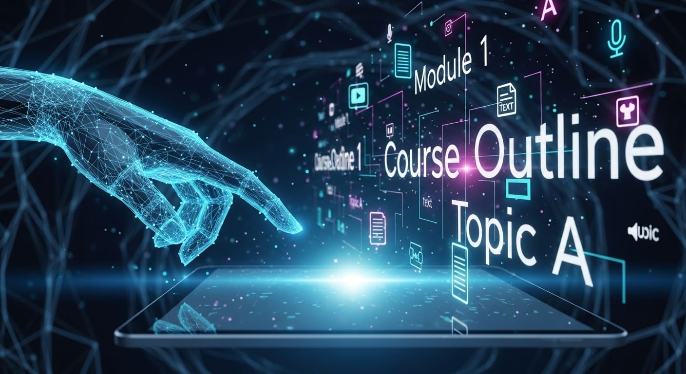 digital-hand-interacting-with-futuristic-course-outline-on-tablet