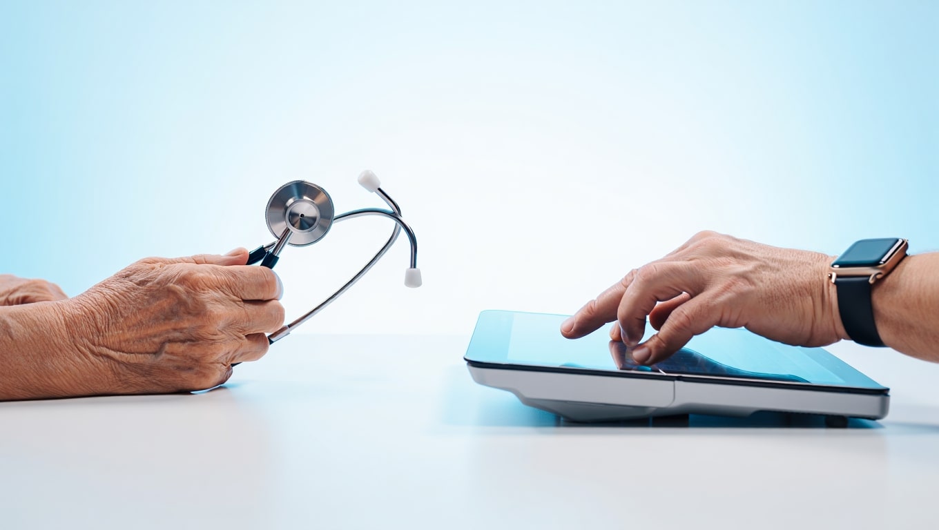 doctor-s-hands-holding-stethoscope-and-using-tablet-for-medical-consultation