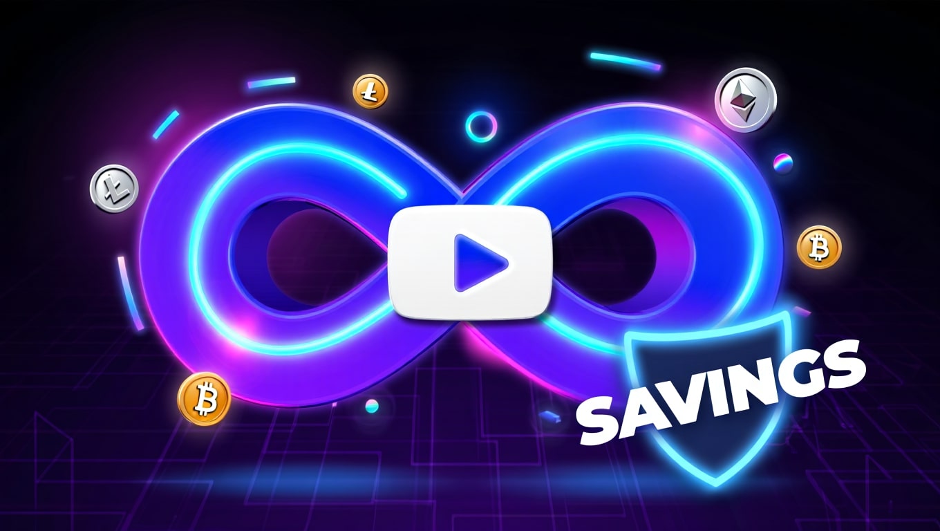 futuristic-infinity-symbol-with-cryptocurrency-and-savings-shield