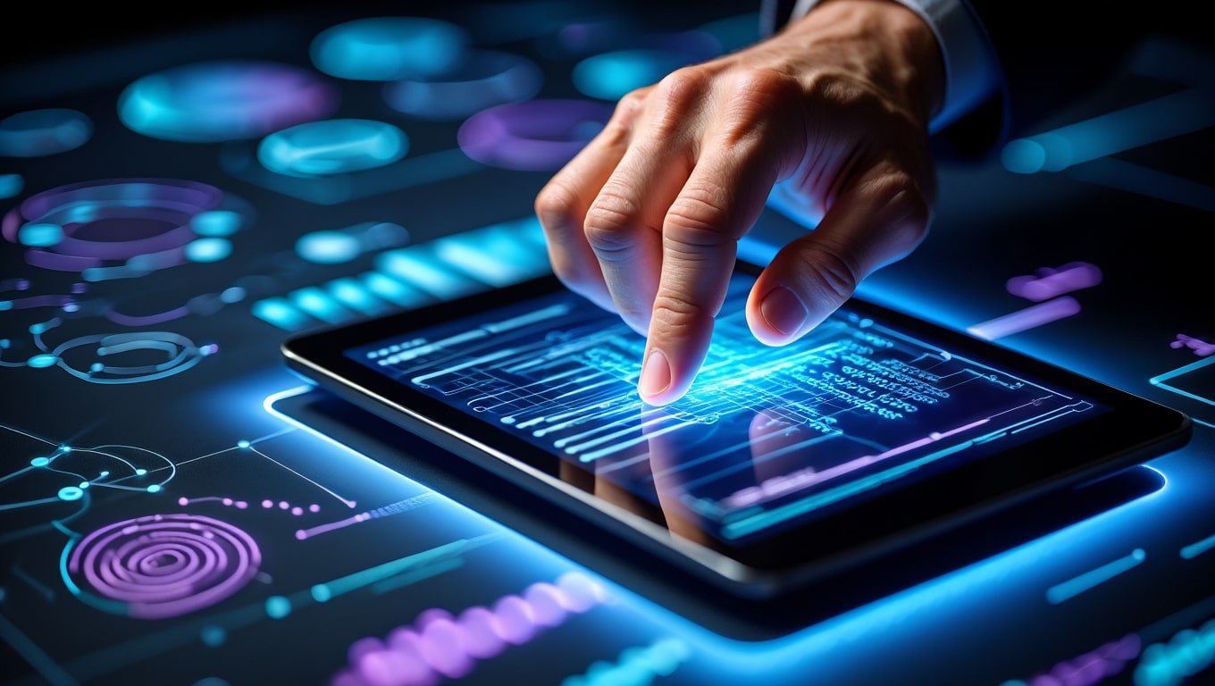 futuristic-tablet-displaying-glowing-data-with-a-hand-interacting