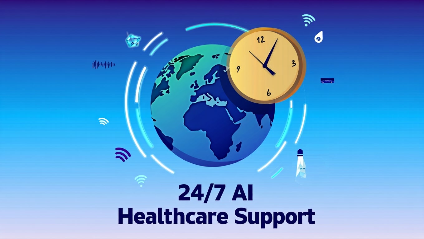 global-24-7-ai-healthcare-support-with-clock-and-earth