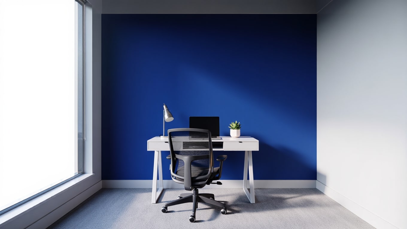 modern-home-office-with-blue-wall-and-natural-light