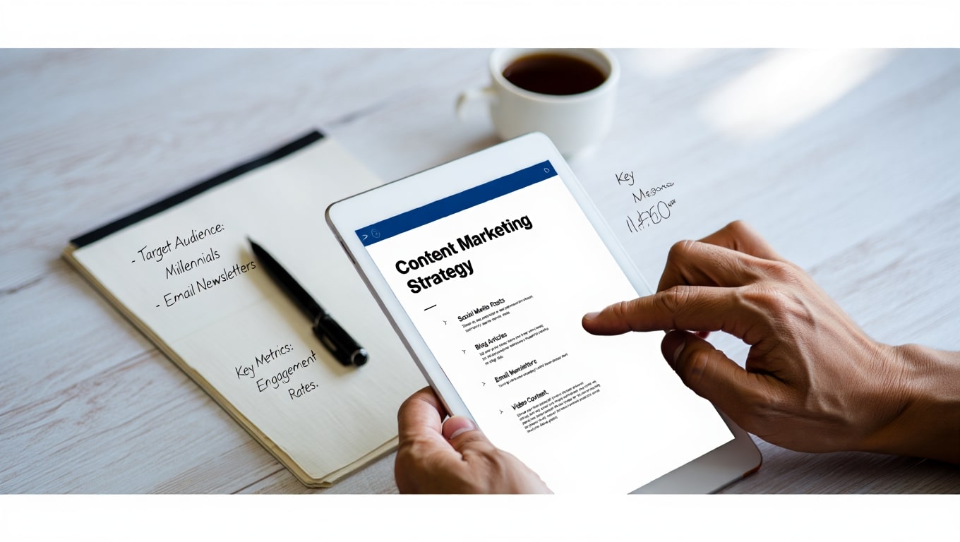 person-planning-content-marketing-strategy-on-tablet-with-notes