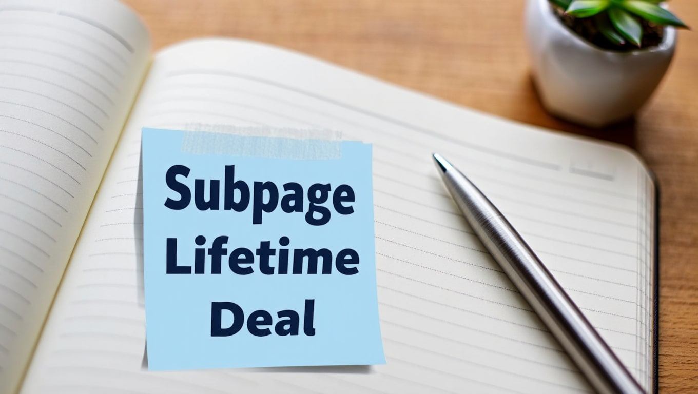 subpage-lifetime-deal-noted-on-sticky-note-in-open-notebook
